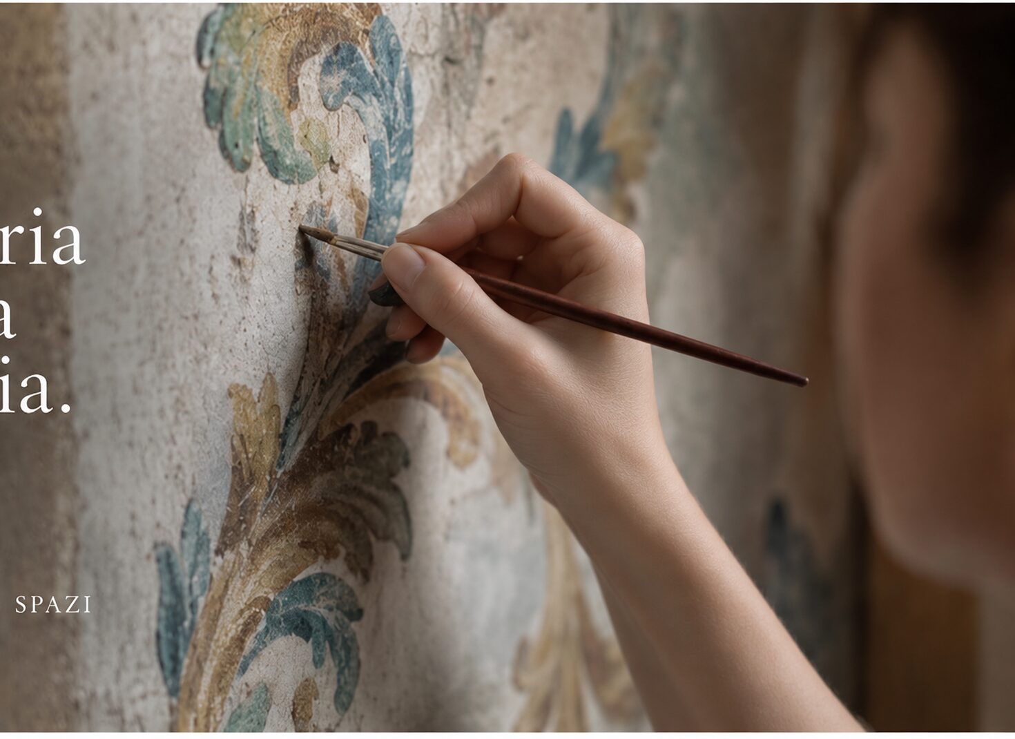 Dettaglio di un intervento di restauro pittorico